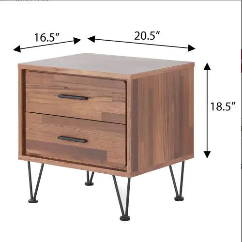 Walnut Dual-Drawer Table with Hairpin Legs