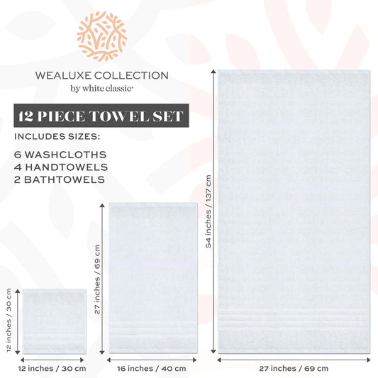 Wealuxe 12-Piece Cotton Towel Set – White