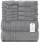 Wealuxe 12-Piece Cotton Towel Set – Light Gray