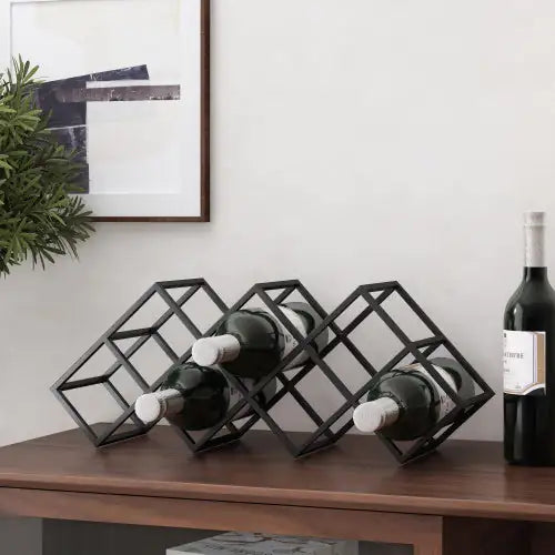 Modern Industrial Iron Wine Rack – 7-Bottle Geometric Design Holder