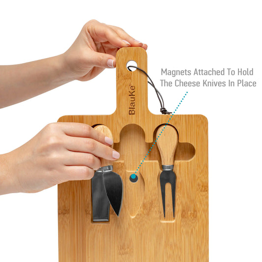 Bamboo Delight Cheese & Charcuterie Set - Magnetic Cutlery & Serving Tray