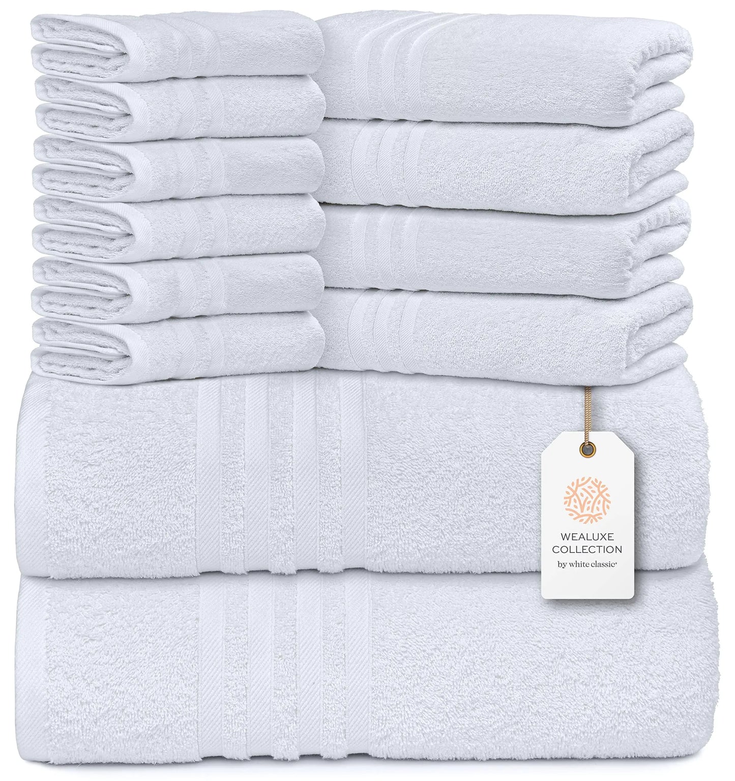 Wealuxe 12-Piece Cotton Towel Set – White