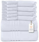 Wealuxe 12-Piece Cotton Towel Set – White