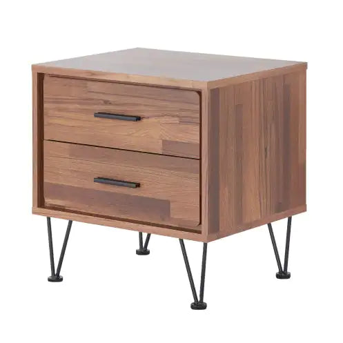Walnut Dual-Drawer Table with Hairpin Legs