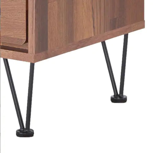 Walnut Dual-Drawer Table with Hairpin Legs