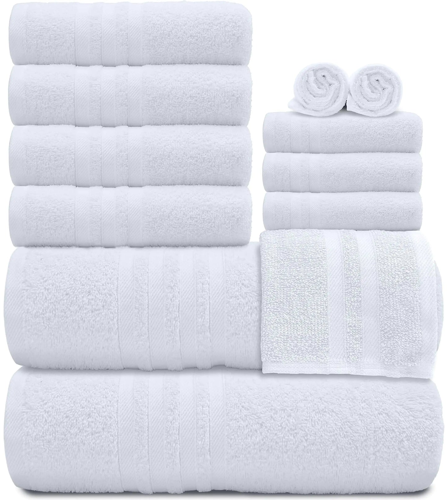 Wealuxe 12-Piece Cotton Towel Set – White