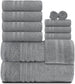 Wealuxe 12-Piece Cotton Towel Set – Light Gray