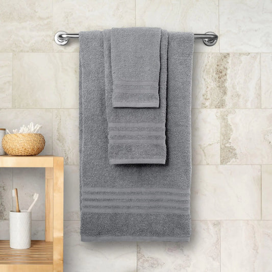 Wealuxe 12-Piece Cotton Towel Set – Light Gray