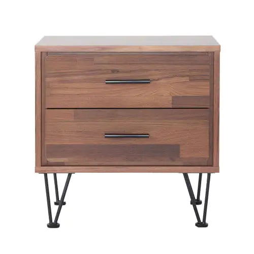 Walnut Dual-Drawer Table with Hairpin Legs