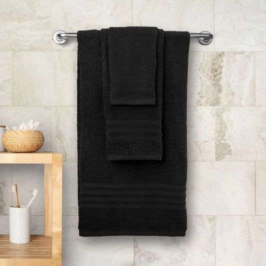 Wealuxe 12-Piece Cotton Towel Set – Black