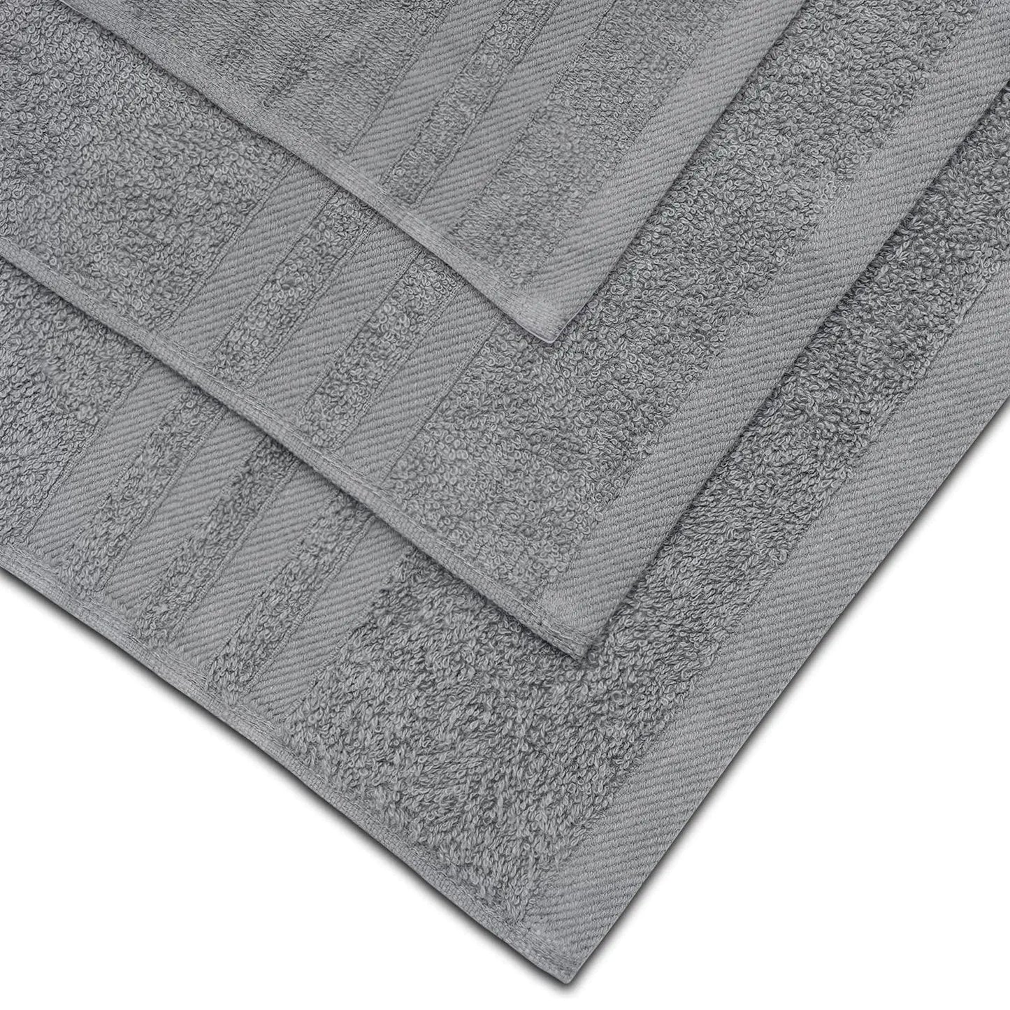 Wealuxe 12-Piece Cotton Towel Set – Light Gray