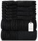Wealuxe 12-Piece Cotton Towel Set – Black